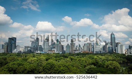 Cityscape with park and sky