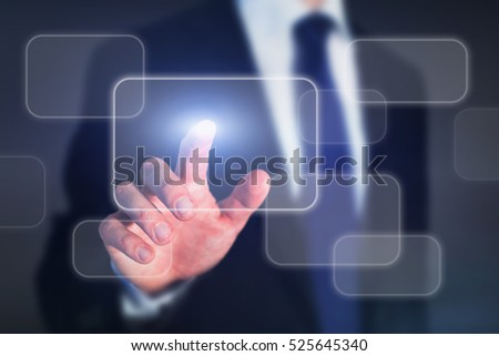 abstract business technology concept, touch screen interface button, management