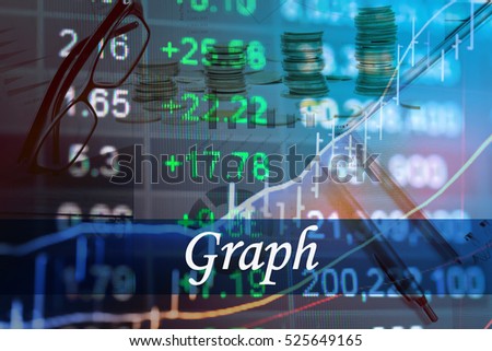 Graph - Abstract digital information to represent Business&Financial as concept. The word Graph is a part of stock market vocabulary in stock photo