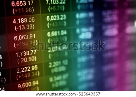 Statistic graph stock market data and finance indicator analysis from LED display. including finance statistic graph stock market education or marketing analysis. Stock analysis indicator background.