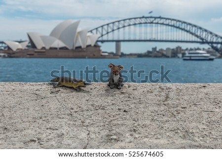 duck-billed platypus and koala bear mascot, sydney