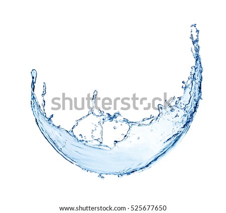 Blue abstract water splash isolated on white background