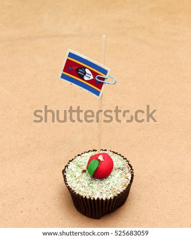 picture of a flag on a apple cupcake, swaziland