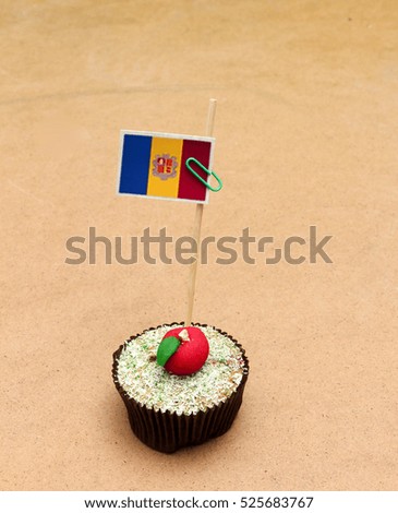 picture of a flag on a apple cupcake , andora