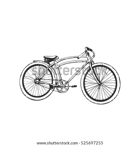 Vector illustration, hand graphics - Old bicycle emblem