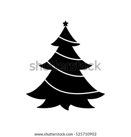 Christmas tree black vector icon