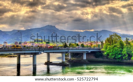Bridge over the Bidasoa river on the France - Spain border.