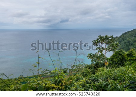 View over Catham Bay Cocos Island Costa Rica