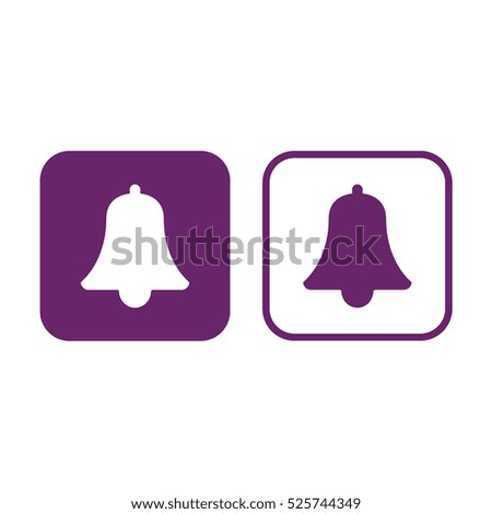 Bell icon vector. Purple and white