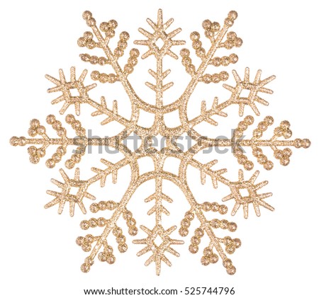 A beautiful Golden snowflake isolated on a white background. Element for design