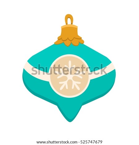 Merry Christmas blue toy with snowflakes icon in roundframe, Christmas balls, vector illustration in flat style