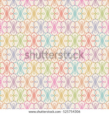 Vector seamless pattern. Floral linear modern background. Ornamental decorative color illustration for print, web