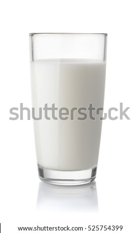 Glass of milk isolated on white Royalty-Free Stock Photo #525754399