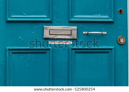 No junk mail precaution on door, London, England