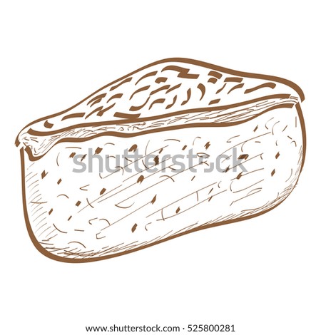 Isolated retro hand drawn piece of cake, Vector illustration