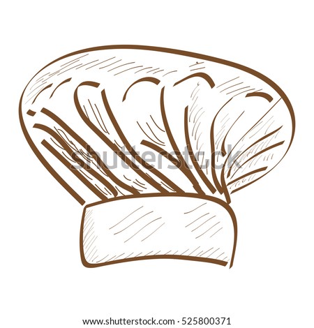 Isolated retro hand drawn baker hat, Vector illustration