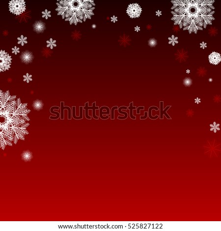 Red winter card with snowflakes. Vector paper illustration.