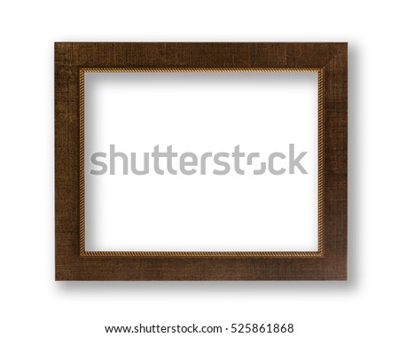 Old Antique Brown Frame With Shadows Isolated On White Background