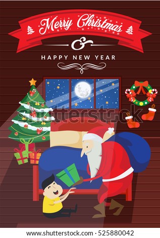 Modern Nice Detail Merry Christmas Card Santa Claus Illustration, Suitable for Brochure, Flyer, Invitation, Web Banner, Poster, Postcard, Social Media, and Other Christmas Related Occasion