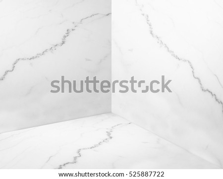 Empty white glossy marble corner studio room background,Mock up template for display or montage of product or design backdrop,Online marketing media