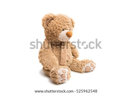 Big Bear soft toy isolated on white background Royalty-Free Stock Photo #525962548