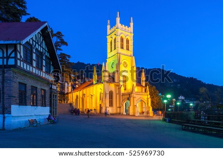 Christ Church in Shimla is the second oldest church in North India Royalty-Free Stock Photo #525969730