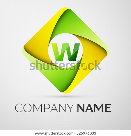 Letter W vector logo symbol in the colorful rhombus. Vector template for your design