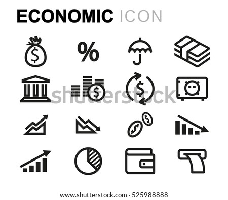 Vector line economic icons set on white background Royalty-Free Stock Photo #525988888