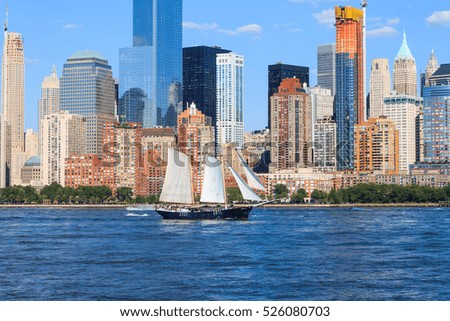 Manhattan Skyline over Hudson River, New York City, USA