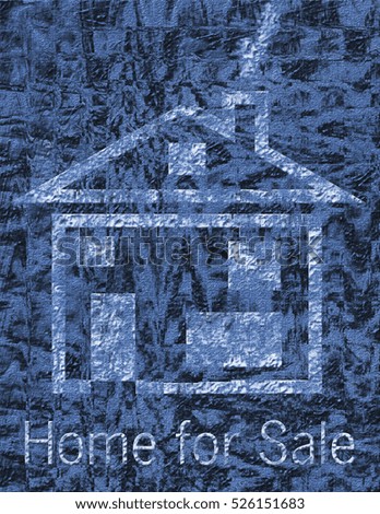 Home for sale on black and blue textured background
