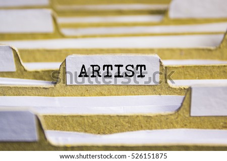 Artist word on card index paper