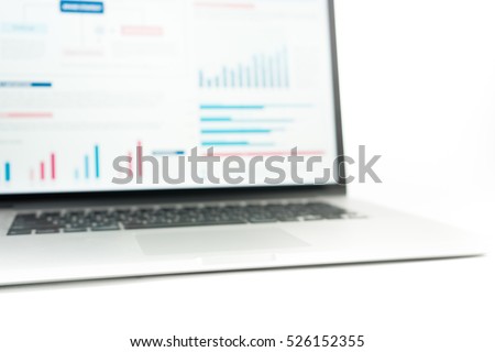 Blur of statistics charts displayed on laptop screen,Financial graph,Business analysis concept