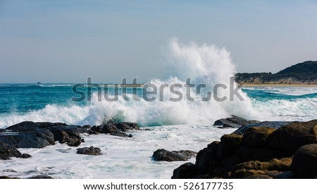 Rolling waves crashing Margaret beach, Western Australia