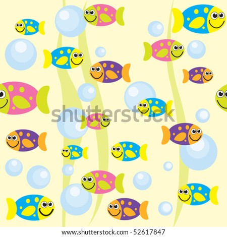 Marine seamless background with exotic fish