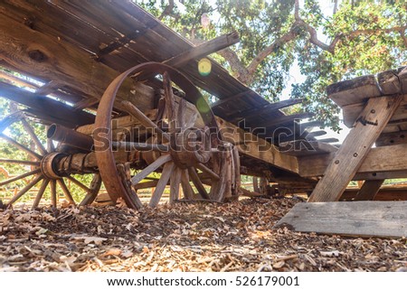 Old cart with wooden wheels