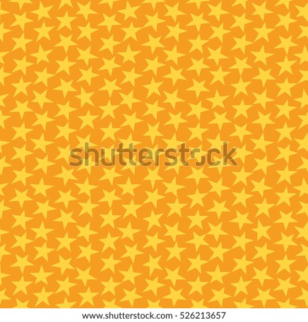 Yellow festive background with stars. Monochrome, monotone  seamless background. Holiday seamless pattern, retro. Irregular odd geometric texture. Great for fabric print, wrapping paper, web design