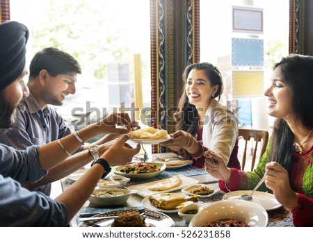 Indian Food Eating Cuisine Togetherness Concept Royalty-Free Stock Photo #526231858