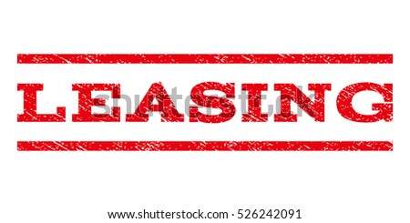Leasing watermark stamp. Text caption between horizontal parallel lines with grunge design style. Rubber seal red stamp with dirty texture. Vector ink imprint on a white background.