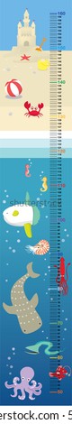 Vector illustration height, length measure scale for kids and babies