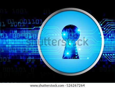 Safety concept, Closed Padlock on digital background, cyber security, Blue abstract hi speed internet technology background illustration. key. vector