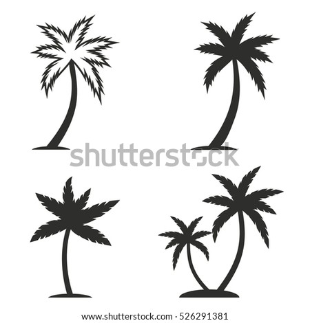 Palm tree vector icons set. Illustration isolated for graphic and web design.