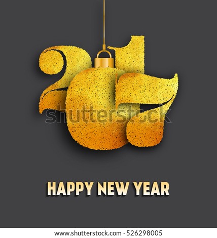 2017 - Happy New Year Design - Type made of golden circles