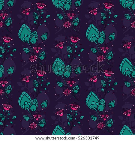 Beautiful vintage flower seamless pattern. Floral form from lines for backdrops design. Pattern can be used for wallpaper, web page background, surface textures and fabrics.