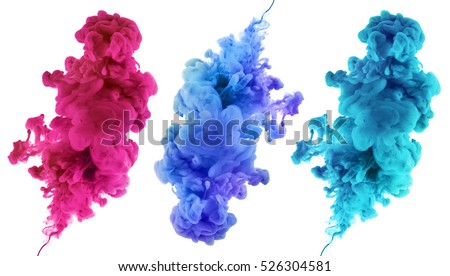 Acrylic colors and ink in water. Abstract background. Isolated. Collection. Royalty-Free Stock Photo #526304581