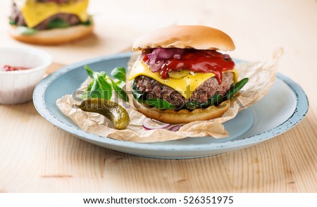 Beef burger with melted cheese