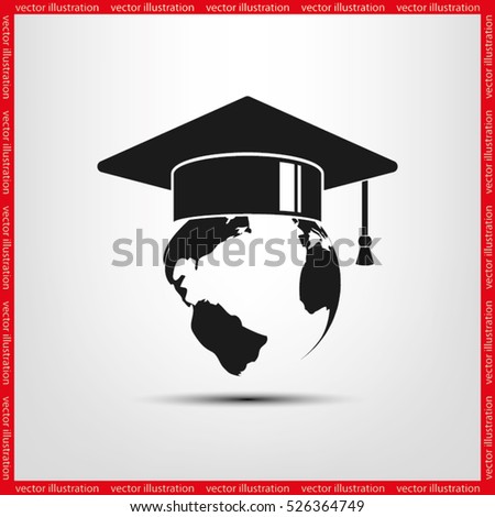 Graduation cap on globe icon vector illustration eps10.