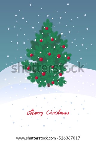 Simple Christmas tree postcard. Vector clip-art.