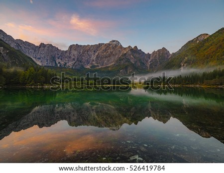 Mountain lake,Laghi di Fusine,Italian Alps
