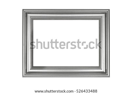 Silver picture frame isolated on white with clipping path.
