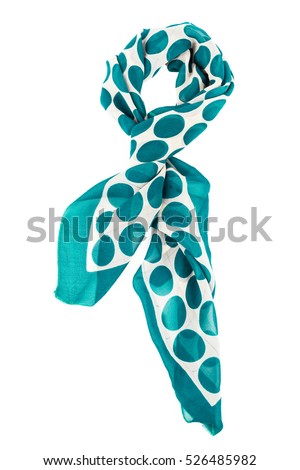 Blue silk scarf isolated on white background. Female accessory. Royalty-Free Stock Photo #526485982